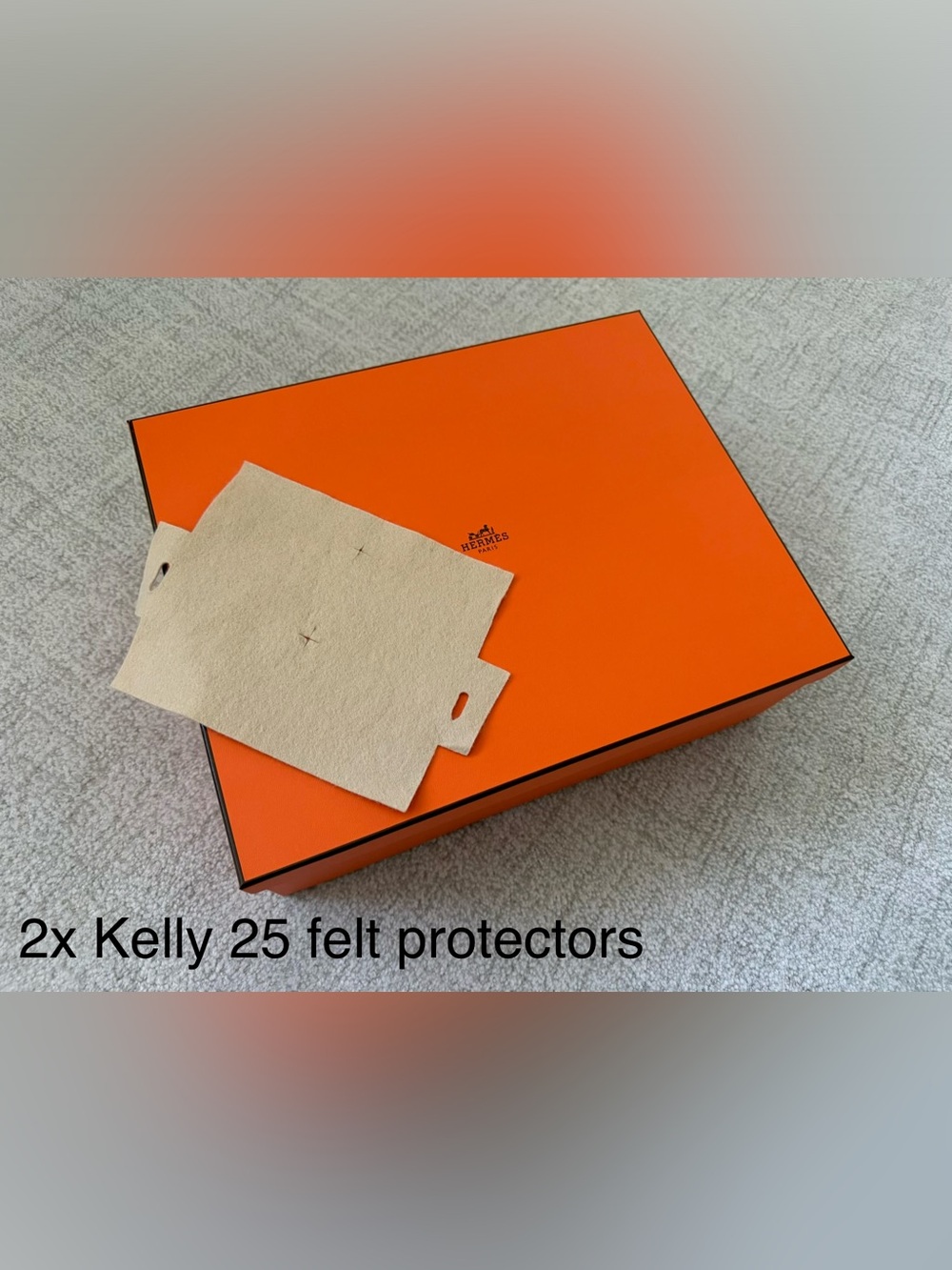HERMÈS Collapsible Box & 2X Kelly 25 Felt Protectors